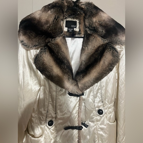 a.n.a Cream Jacket with Brown Faux Fur Trim - Picture 3 of 10
